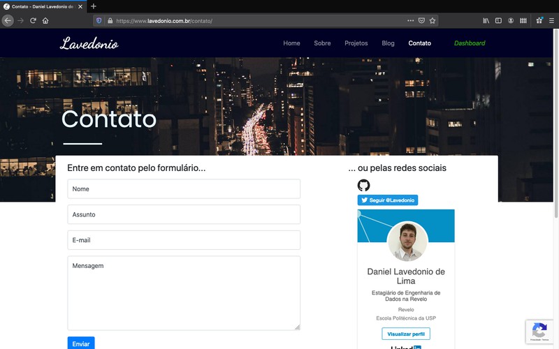 Página de Contato do Site Atual