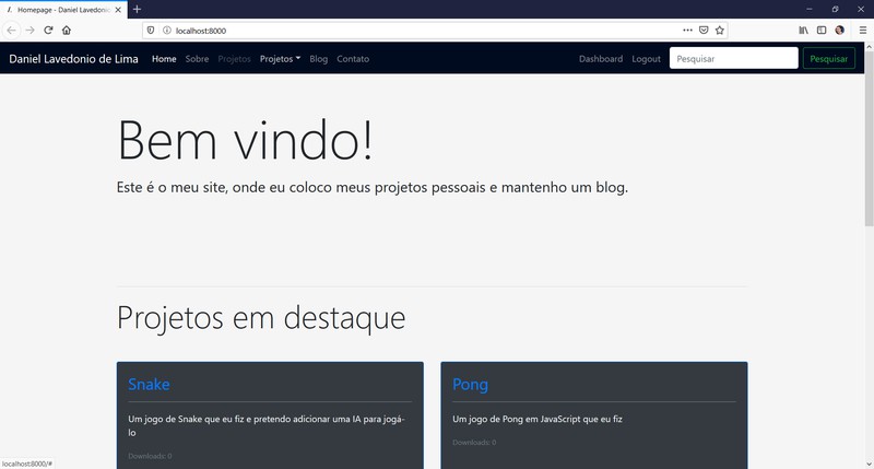 Homepage do site Antiga